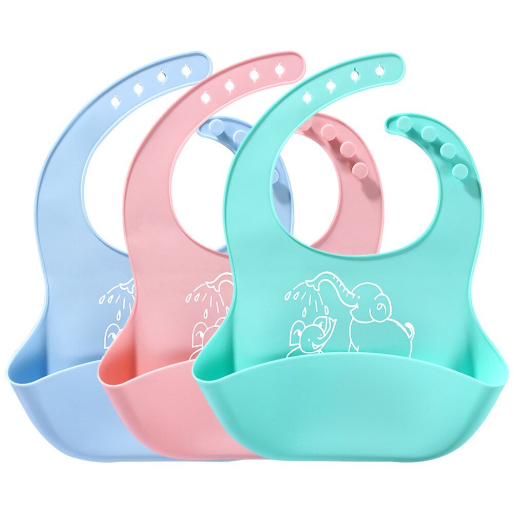 Silicone Baby Food Bib with Saliva Catcher Bag